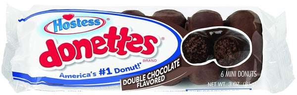 Hostess Donettes Mini Donuts, Double Chocolate, 3 Ounce, 10 Count