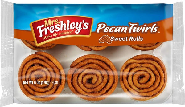Mrs. Freshley's Pecan Twirls Sweet Rolls | 12 Count, Pack of 3