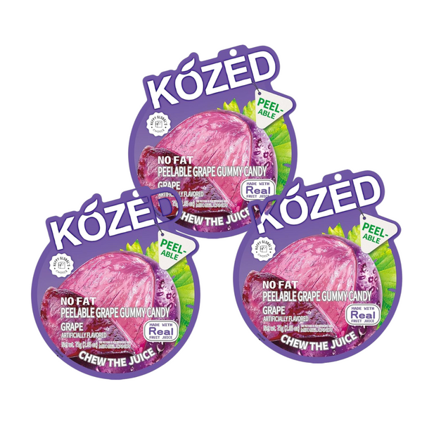 KOZED Grape Juice Gummy Candy, Peelable, 28% Real Fruit Juice, 6 Pack