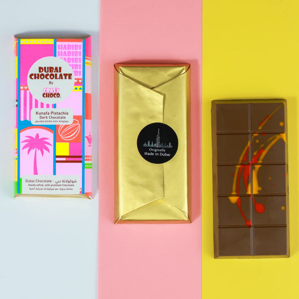 DUBAI CHOCOLATE - VIRAL KUNAFA PISTACHIO DARK CHOCOLATE by Crazy Choco,Crunchy,Handcrafted with Premium Chocolate,6.34Oz-180gr,(Pack of 1)